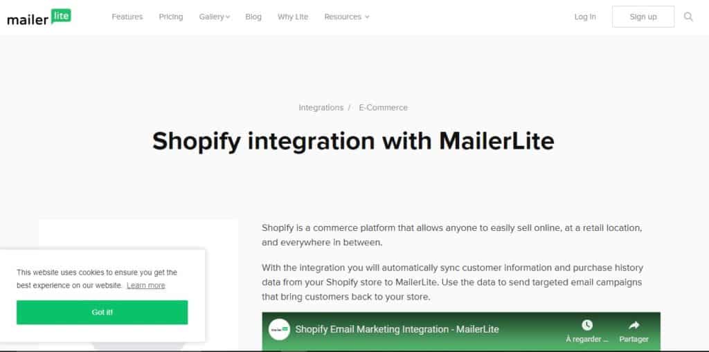 MailerLite plugin shopify