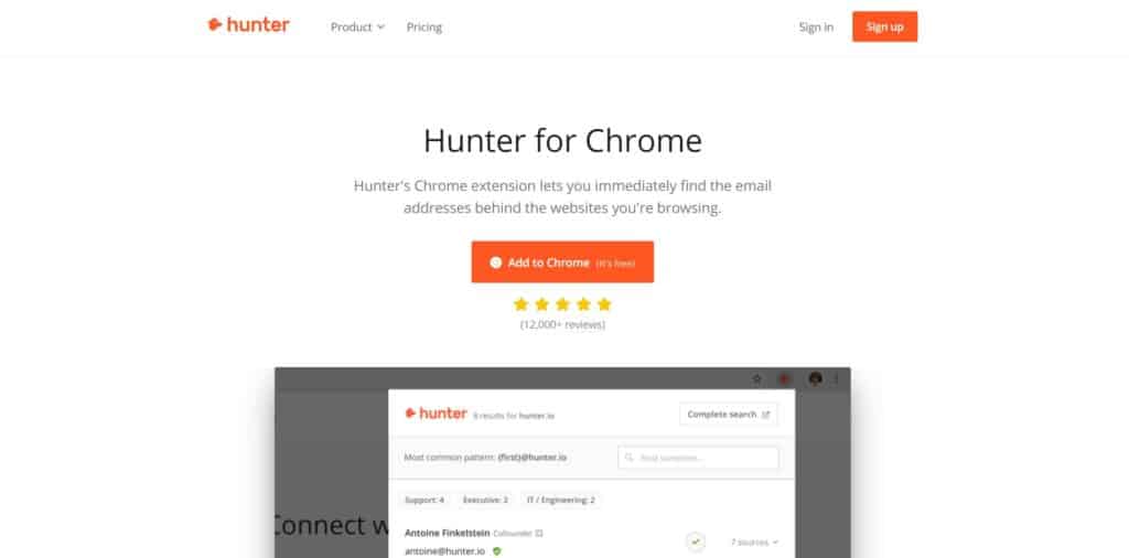 Hunter Une extension Chrome pour capturer n’importe quel email d'un site web