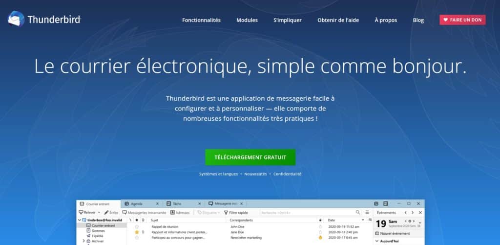 1.-Thunderbird : logiciels de messagerie gratuits